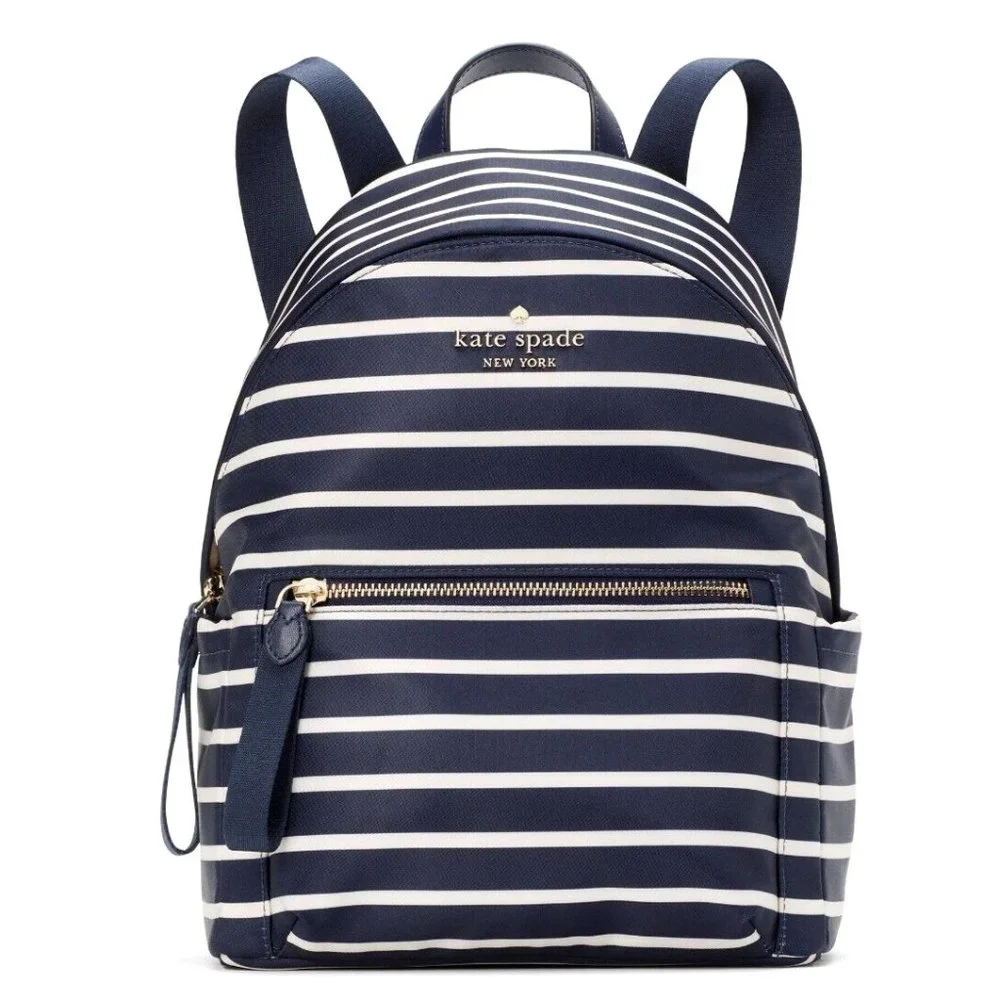 New Kate Spade Chelsea Parisian Medium Backpack & Wallet Stripes Navy Multi - Picture 2 of 4